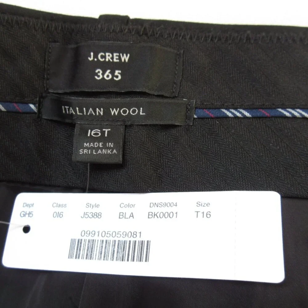 NWT J.Crew Tall Cameron in Black Italian Stretch Wool Slim Crop Ankle Pants 16T